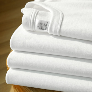 เสื้อยืดผู้ชายโอเวอร์ไซส์สีทึบคอกลมแขนสั้นผ้าฝ้าย - Product Image 5