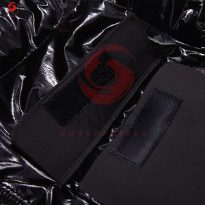 Chaqueta acolchada brillante cálida para exteriores con bolsillo frontal para hombre, cremallera de poliéster de gran tamaño con capucha, lona transpirable a prueba de viento - Product Image 4