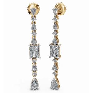 Boucles d'oreilles de créateur exclusives en or 14 carats, Artemisia Radiance, taille poire et ronde, bijoux de laboratoire, vente en gros - Product Image 4