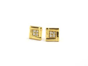 Pendientes de Botón Hechos a Mano de Plata de Ley 925 con Diamantes Cuadrados para Mujer - Product Image 4