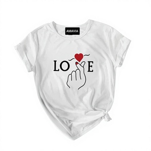 Women's Summer Eco-Friendly Compressed 100% Cotton Customizable <b>Sticker</b> Printed T-Shirt with Color Logo - Product Image 1