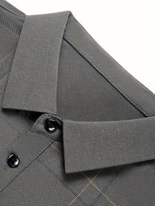 Camisa de golf a rayas para hombre con bolsillo en el pecho, camisa de manga corta con medio botón de solapa transpirable informal para ropa de estilo al aire libre - Product Image 5