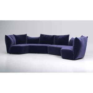 Sofá Seccional Estándar T9006 de Terciopelo y Cuero Genuino para Sala de Estar, Relleno de Esponja, Esquinero para Uso en Interiores y Apartamentos - Product Image 2