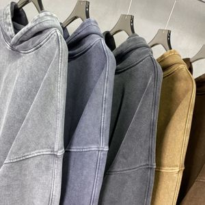 Vintage Wash Hoodie Hommes 100% Coton Heavyweight Streetwear Sweat À Capuche Surdimensionné Acide Lavé Blanc Goutte Épaule À Capuche Unisexe - Product Image 2