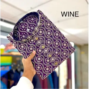 Vente chaude Maruti Mode Indien Traditionnel Porter Broderie Miroir Travail Multicolore À Manches Longues Coton Fête De Mariage Kurta - Product Image 1