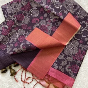 Sarees de Seda Tussar para Mujer, Diseño de Diseñador, con Borde Zari de Tejido Especial para Fiestas de Invierno - Product Image 5