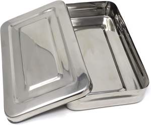 Boîte de stérilisation chirurgicale en acier inoxydable pour laboratoire dentaire, organisateur de bijoux/outils, plateau de rangement avec couvercle - 10L x 6W x 2H - Product Image 1