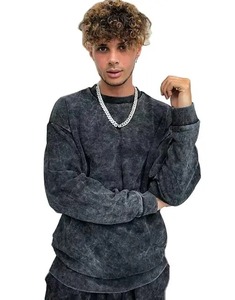 2024 llegadas Premium 100% algodón de gran tamaño vintage lavado ácido francés Terry suéter para hombre Sudadera de cuello redondo - Product Image 2