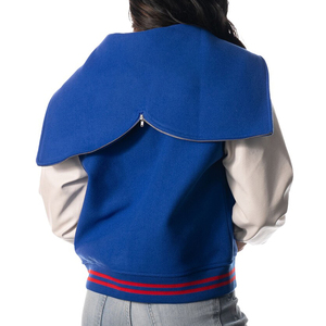 Veste Letterman unisexe en cuir de qualité supérieure, manches légères, baseball, coton teint uni à capuche zippé - Product Image 2