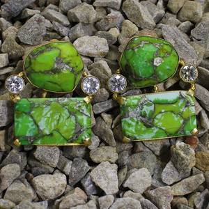 Boucles d'oreilles pendantes en cuivre vert turquoise - Product Image 3