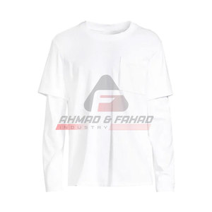 Camisetas de doble capa para hombre de alta calidad hechas a medida ropa de verano color personalizado 100% algodón camiseta de doble capa para hombre - Product Image 5