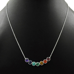 Elegante Plata de Ley 925 Natural Multi piedra preciosa estilo clásico collar Chakra hecho a mano S925 joyería al por mayor OEM ODM - Product Image 1