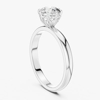 Bague de fiançailles en or blanc 9 carats avec diamant de laboratoire de 6,50 carats, sertie de griffes, unisexe