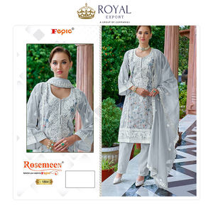 Suministro a granel Ropa India Mejor diseñador Colección de organza con bordado Work Party Wear Suit Collection para la venta - Product Image 3