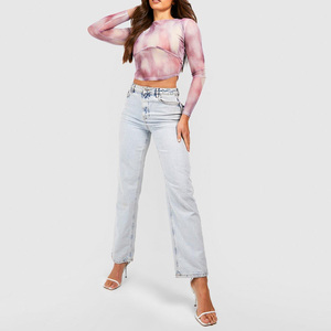 Custom Tie Dye Oversized <b>Women</b>’s Crop <b>Top</b> – Summer <b>Mesh</b> T Shirt Sexy Style High Quality Cheap Price - Product Image 3