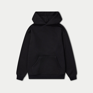 Sudadera con capucha de gran tamaño, ropa informal negra con hombros caídos, sudadera informal de invierno de peso pesado para hombres - Product Image 6