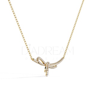 Collier antique en argent sterling 925 avec diamants ronds cultivés et pavés plaqués argent pour fiançailles, cadeau fantaisie pour femme - Product Image 3