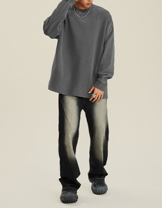 Best-seller Vêtements personnalisés unisexes Jeans droits délavés vintage en détresse Jeans denim effet délavé au soleil pour hommes - Product Image 6