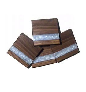 Expensive Product At Low Price Wooden Resin Tea Cup <b>Mats</b> Pads Indian Homemade Trendy Square Household Dinnerware Glass Coaster - Product Image 2