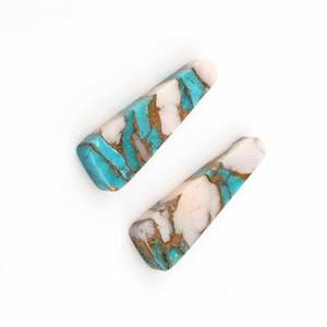 Haute qualité 8x16mm plat trapèze rose opale cuivre Turquoise calibré pierres précieuses en vrac pour la fabrication de bijoux boucles d'oreilles pendantes - Product Image 6
