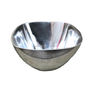 Bol de service moderne en acier inoxydable argenté, qualité supérieure, plat élégant pour la présentation des aliments à la maison - Product Image 1