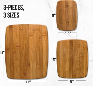 Ensemble de planches à découper de cuisine 3 pièces Planches à découper réversibles pour la préparation des repas et le service de la charcuterie Ensemble de planches à découper en bois - Product Image 4