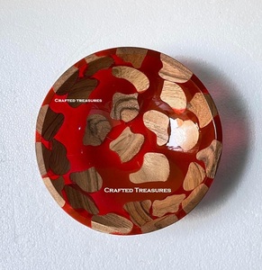 100% bol de service décoratif en bois naturel accessoire de maison bol de service pour salades fêtes bol de service en résine - Product Image 4