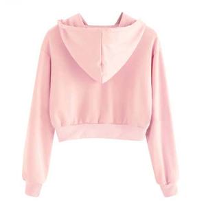 เสื้อครอปฮู้ดผ้าฟลีซน้ำหนักเบา 100% ผ้าฝ้าย สตรีทแวร์ผู้หญิงรุ่นใหม่ คุณภาพสูง รับสกรีนโลโก้ ปักลายตามสั่ง - Product Image 4