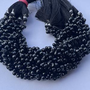Pierre de spinelle noire naturelle à facettes, perles en forme de gouttes de larme pour la fabrication de bijoux, collier, Bracelet, bricolage Semi-précieux, 4mm, 6mm, 8mm - Product Image 3
