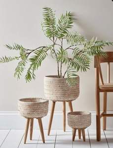 Rotin tissé à la main grand panier à linge herbe de mer panier Pots panier jonc de mer Pot de fleur avec poignée tissé à la main intérieur - Product Image 3