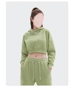Conjunto de Dos Piezas de Punto Personalizado para Mujer 2025, Traje Deportivo de Invierno, Sudadera con Capucha Corta, Diseño Personalizado, Sudaderas con Capucha para Mujer - Product Image 3