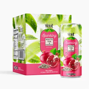 Sin azúcar bajo en grasa 250ml VINUT Premium té blanco bebida de agua con gas/muestra gratis/distribución de Vietnam/etiqueta privada OEM