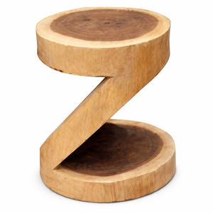 Tabouret de luxe en bois massif de Suar, réglable, moderne, en forme de Z, table d'appoint, meuble artisanal à grain naturel pour salon, hôtel, hôpital - Product Image 1