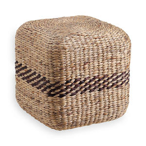 Square ottoman <b>stool</b> <b>woven</b> water hyacinth ottomans for footrest & room decor puffy pouf <b>stools</b> - Product Image 3