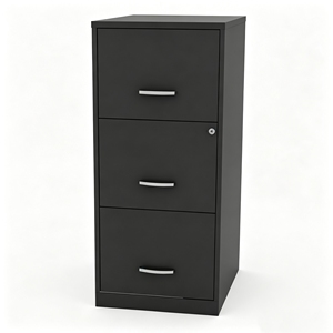 Armoire à dossiers verticale en métal noir à 3 tiroirs avec serrure, armoire de classement en acier verrouillable pour dossiers suspendus format Lettre/A4/Légal - Product Image 3