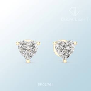 Pendientes de joyería con diseño de racimo de diamantes en forma de corazón, elegantes y atemporales, con tono dorado, claridad VS+, color F, certificados por IGI. - Product Image 3