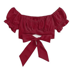 La mejor Camiseta corta comprimida de lona informal personalizada de alta calidad, camiseta de verano de gran tamaño para mujer - Product Image 1