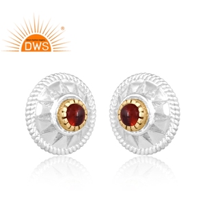 Best Selling Fine Sterling Silver Natural Garnet Gemstone Stud <b>Earring</b> Custom Jewelry For Women Gift For Her - Product Image 2