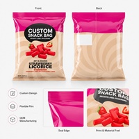 Kemasan Kantong Plastik Retort Segel Khusus untuk Permen Gummy Buah Stroberi dengan Cetak Flexo 100pcs MOQ