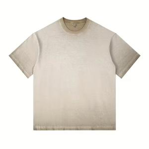 Camiseta de Algodón Grueso para Hombre, Lavada al Ácido, Estilo Holgado, Hombros Caídos, Talla Grande, Tejido Jersey, Camiseta Lisa para Hombre, Venta al Por Mayor - Product Image 1