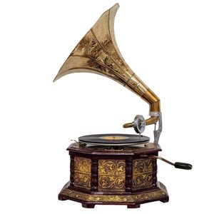 En métal Antique Brass Gramophone Player avec design orné et plateau tournant prix bon marché - Product Image 1