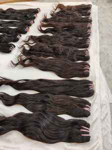 Máquina de doble trama virgen natural ondulado solo donante extensión de cabello. 100% cutícula alaigned indio cabello crudo tejido de la India. - Product Image 4