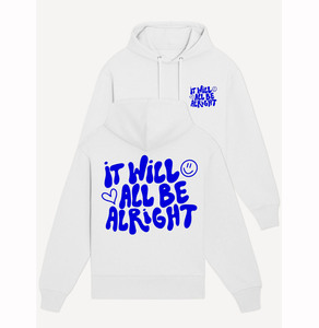 Sudadera con capucha blanca regular de algodón personalizada Sudadera con capucha It Will All Be Alright - Product Image 1