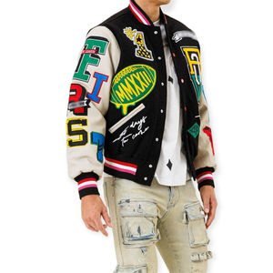 OEM Manufacturer High Quality Embroidery Logo Black Custom Baseball Bomber Letterman Varsity <b>Jacket</b> - Product Image 4