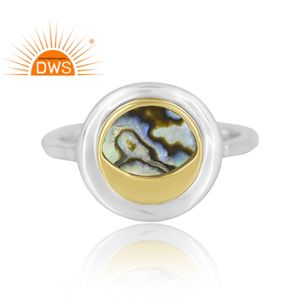 Anillo de plata de ley 925 hecho a mano en India con piedra de abulón natural, joyería personalizada para mujer, regalo para ella. - Product Image 3
