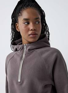 Chándal con capucha y cuello con cremallera y técnica de teñido liso de longitud larga para comodidad y estilo en la restauración del logotipo de la temporada de invierno - Product Image 6