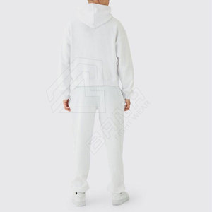 Ensemble de survêtement unisexe XXL d'été pour la gym et le jogging, avec logo personnalisé imprimé, sweat à capuche et pantalon de jogging réversible en molleton respirant, grande taille, 100 % coton - Product Image 2
