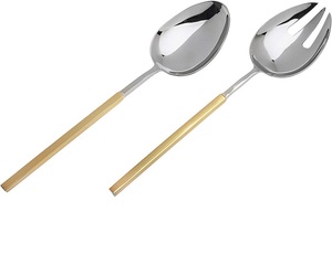 Serveurs à salade décoratifs en métal plaqué or avec poignée en résine de conception unique faite à la main matériel de haute qualité fourchette et cuillère à salade - Product Image 2