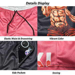 Pantalones cortos para correr para entrenamiento en el gimnasio con estampado 3D para hombre, pantalones cortos atléticos transpirables de secado rápido con logotipo, bolsillos laterales informales de verano - Product Image 6