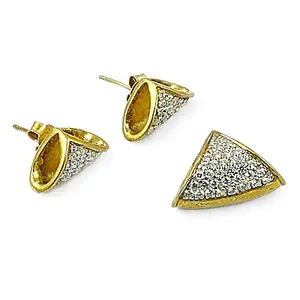 Pendientes de Aro de Latón Chapados en Oro de Moda con Circonita Cúbica para Joyería de Moda Femenina - Product Image 2